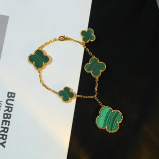 Van Cleef & Arpels Alhambra ম্যালাকাইট সোনা চার পাতার ক্লোভার ব্রেসলেট