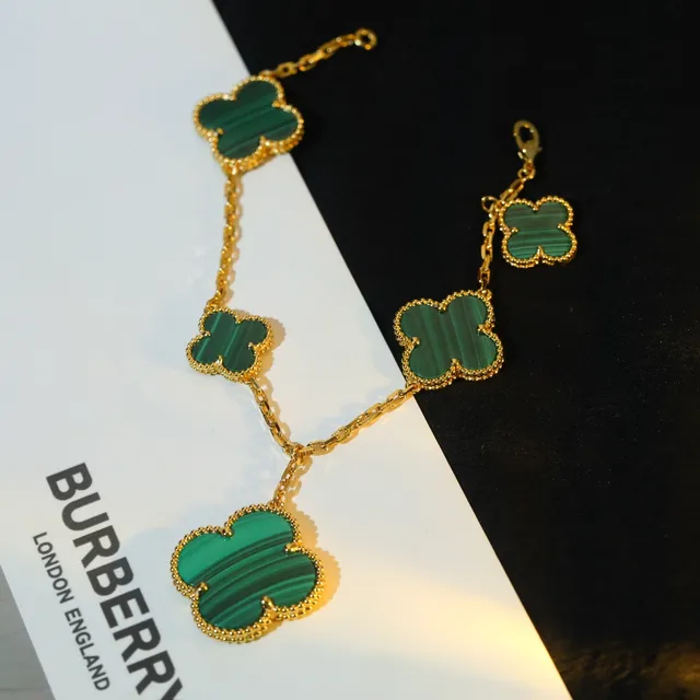 Van Cleef & Arpels Alhambra Malaquite Or Trèfle à Quatre Feuilles Bracelet 2