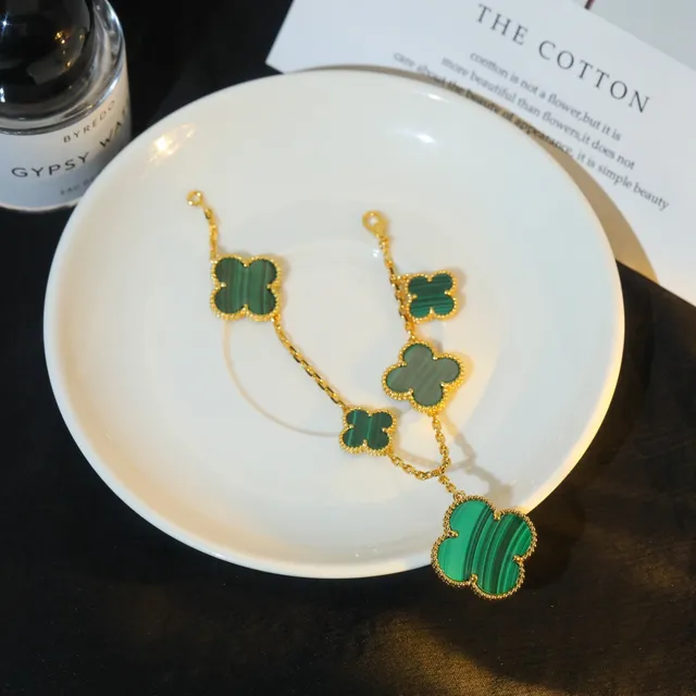 Van Cleef & Arpels Alhambra Malaquite Or Trèfle à Quatre Feuilles Bracelet 5