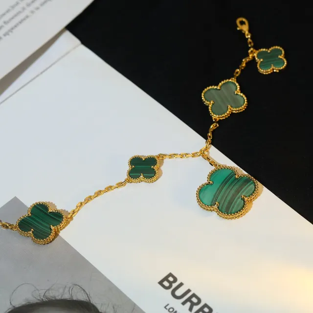 Van Cleef & Arpels Alhambra Malaquite Or Trèfle à Quatre Feuilles Bracelet 8
