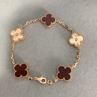 Van Cleef & Arpels Alhambra Five Motif بورجوندي وذهب سوار