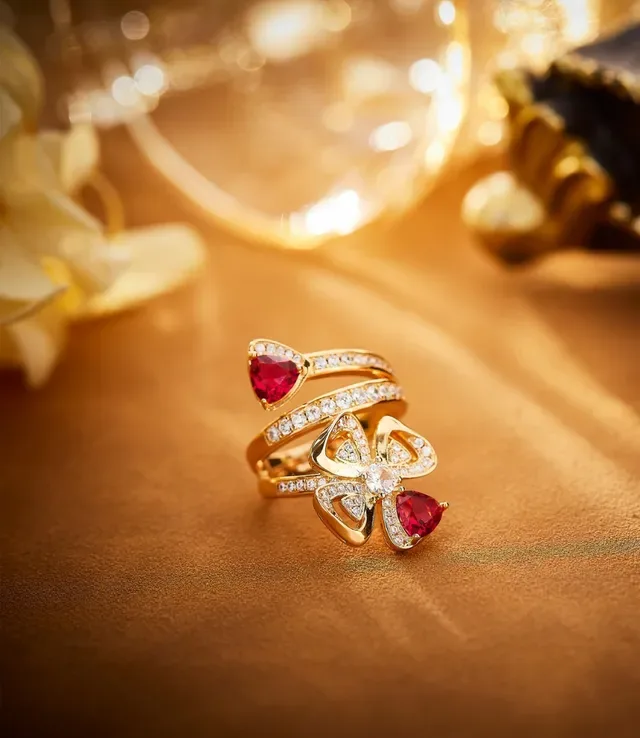 Van Cleef & Arpels Alhambra Four-Leaf Clover Ruby and Diamond Ring 7
