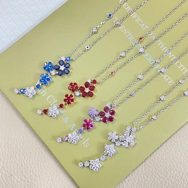 Van Cleef & Arpels Floral Gemstone Pendant Necklaces 1