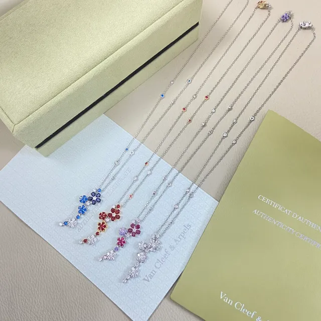Van Cleef & Arpels Floral Gemstone Pendant Necklaces 2