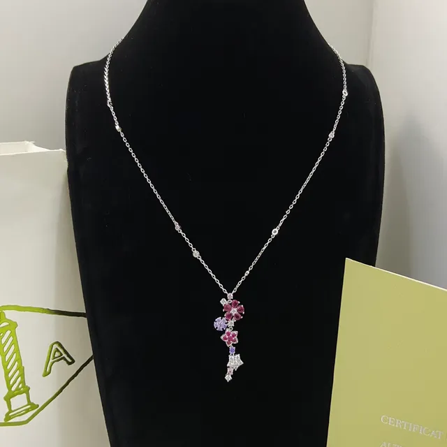 Van Cleef & Arpels Floral Gemstone Pendant Necklaces 6