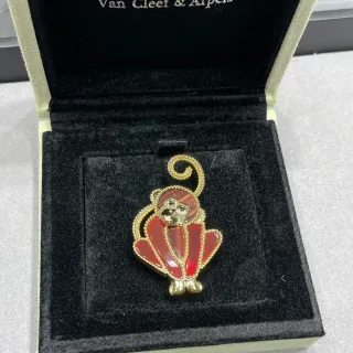 Van Cleef & Arpels Red Enamel Monkey Brooch