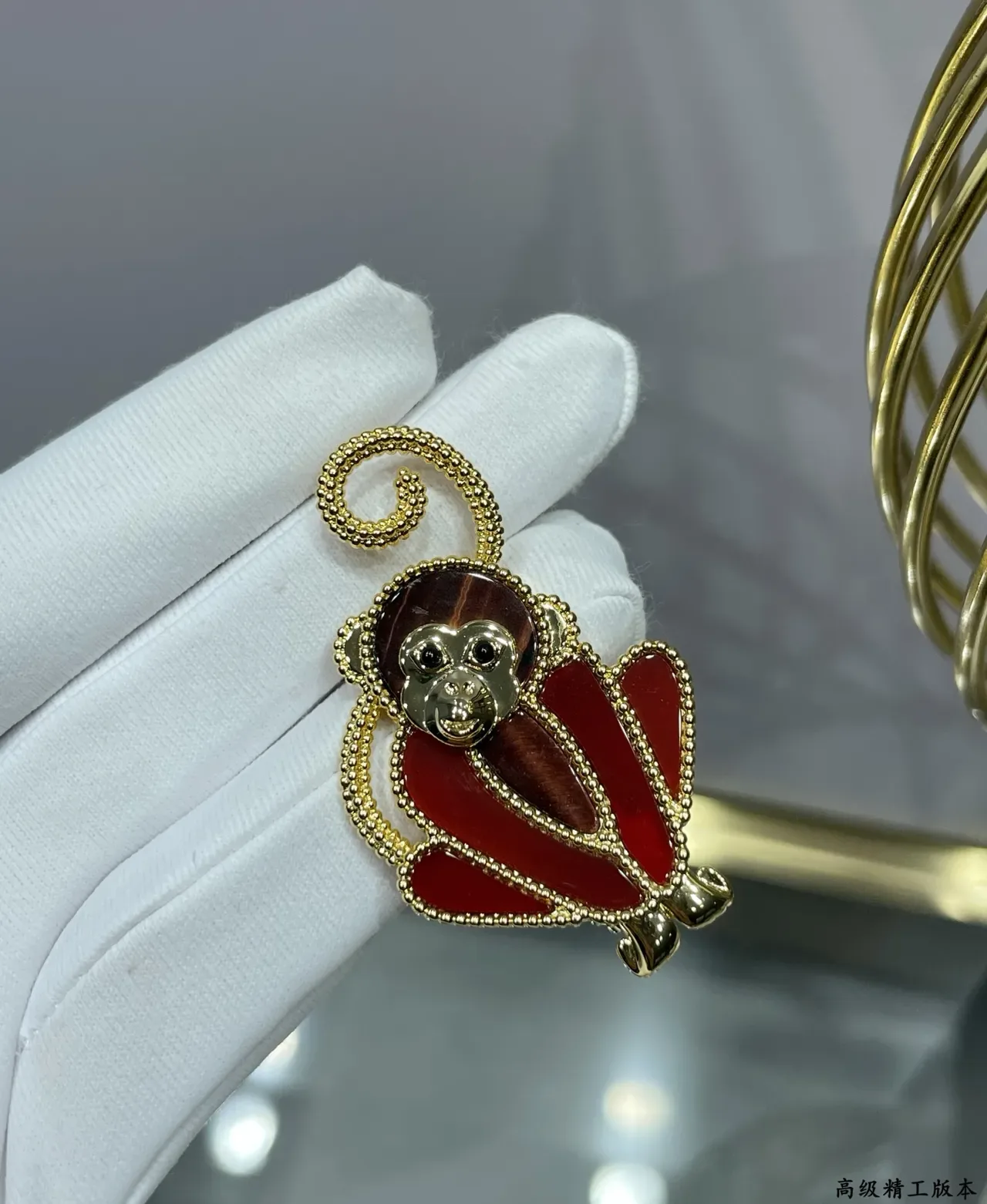 Van Cleef & Arpels Red Enamel Monkey Brooch 4