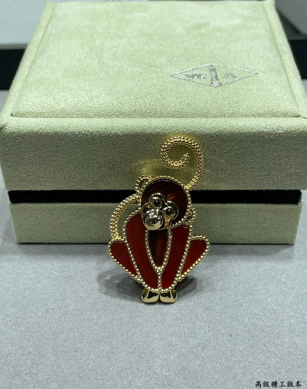 Van Cleef & Arpels Red Enamel Monkey Brooch 6