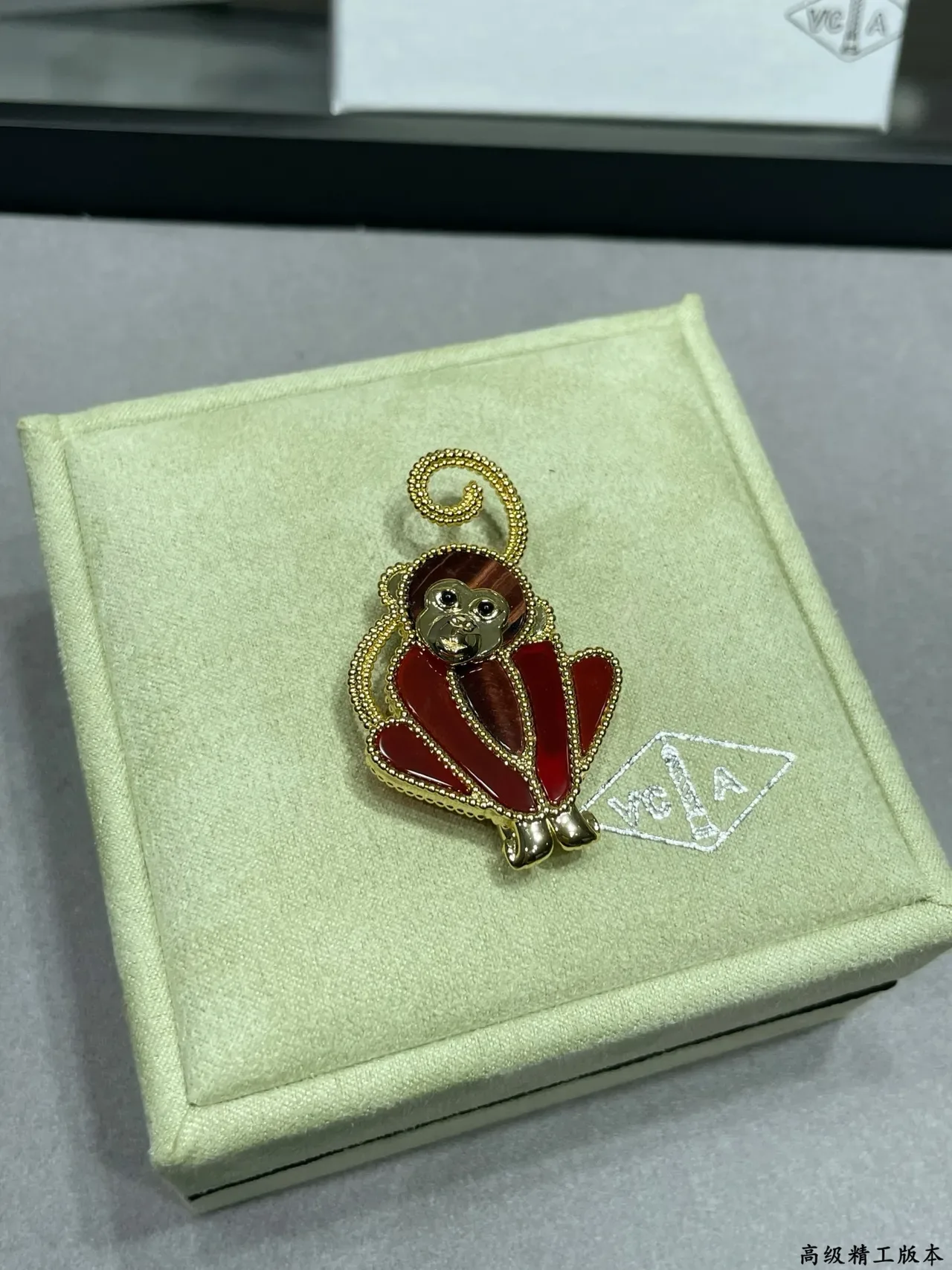 Van Cleef & Arpels Red Enamel Monkey Brooch 7