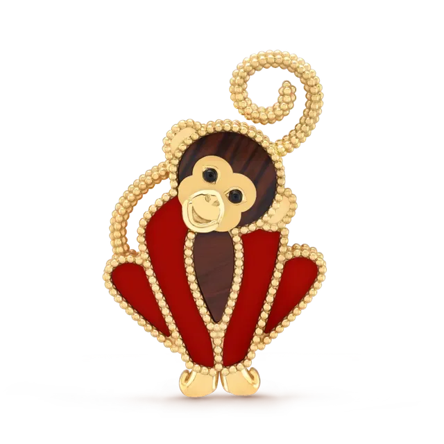 Van Cleef & Arpels Red Enamel Monkey Brooch 8