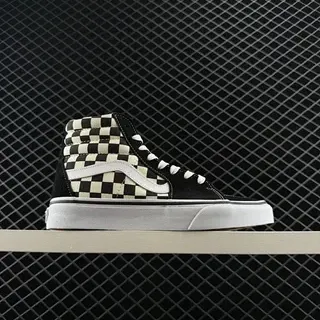 Vans Sk8-Hi Checkerboard Black and Off-White Skateboard Shoes