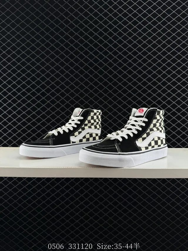 Vans Sk8-Hi Checkerboard Black and Off-White Skateboard Shoes 2