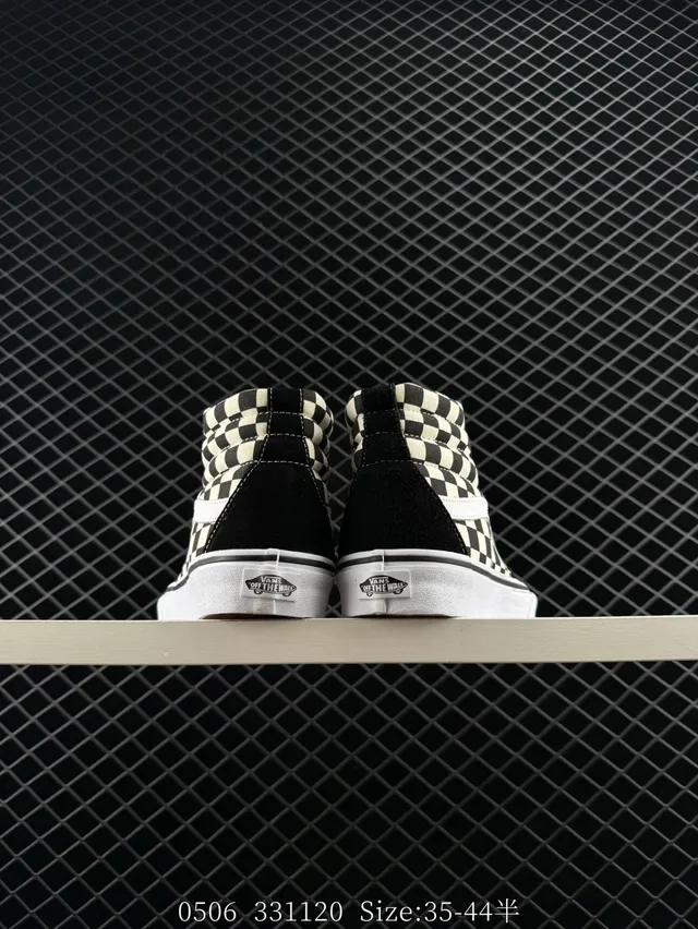 Vans Sk8-Hi Checkerboard Black and Off-White Skateboard Shoes 3