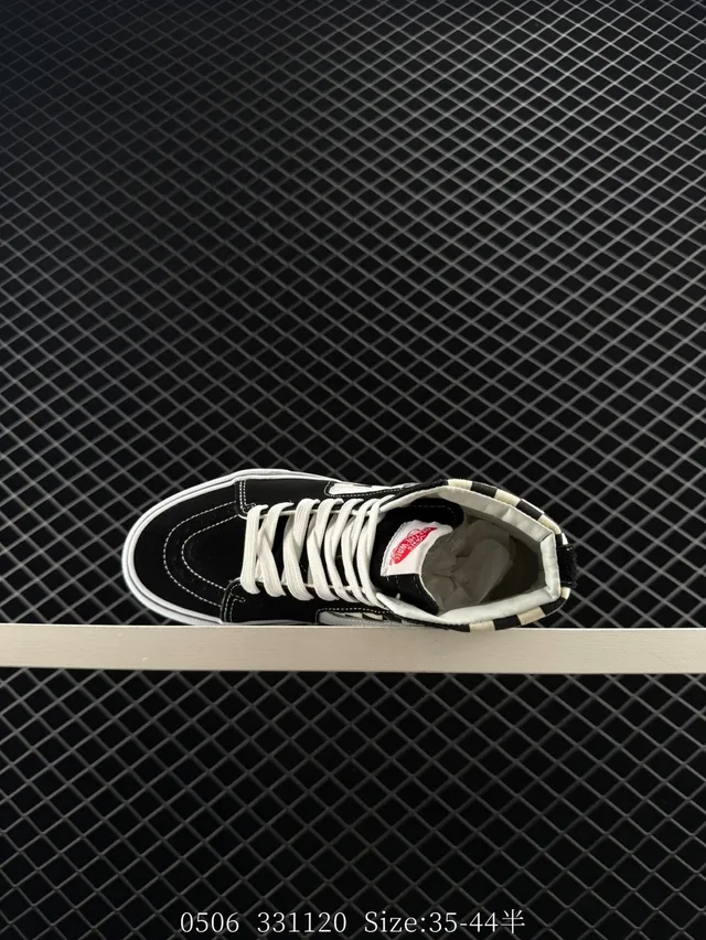 Vans Sk8-Hi Checkerboard Black and Off-White Skateboard Shoes 4