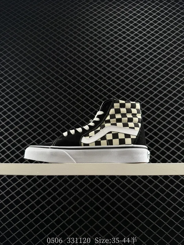 Vans Sk8-Hi Checkerboard Black and Off-White Skateboard Shoes 5
