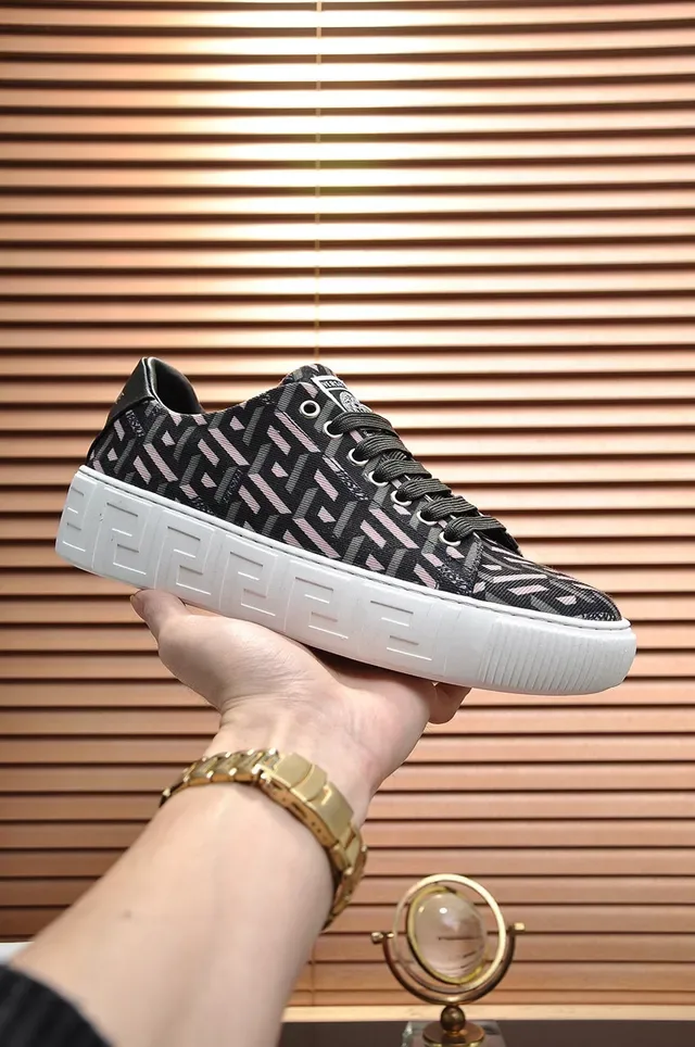 Versace Black Pink Low-Top Textile Upper Lifestyle Sneakers 8