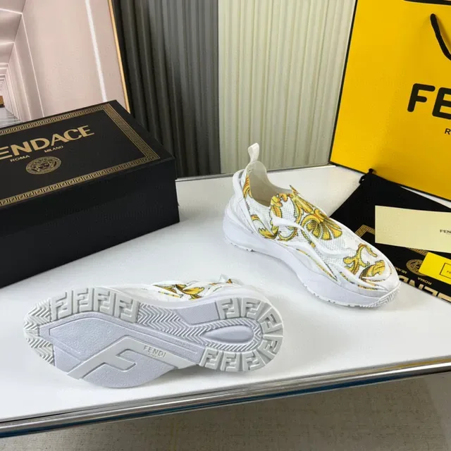 Versace Chain Reaction Baroque Print White Chunky Sneakers 2