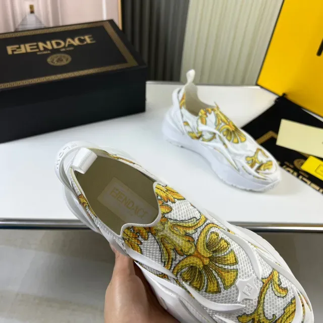 Versace Chain Reaction Baroque Print White Chunky Sneakers 4