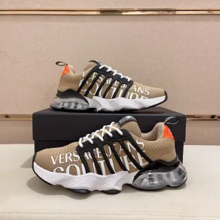 Versace Chain Reaction Beige Black Orange चंकी स्नीकर्स