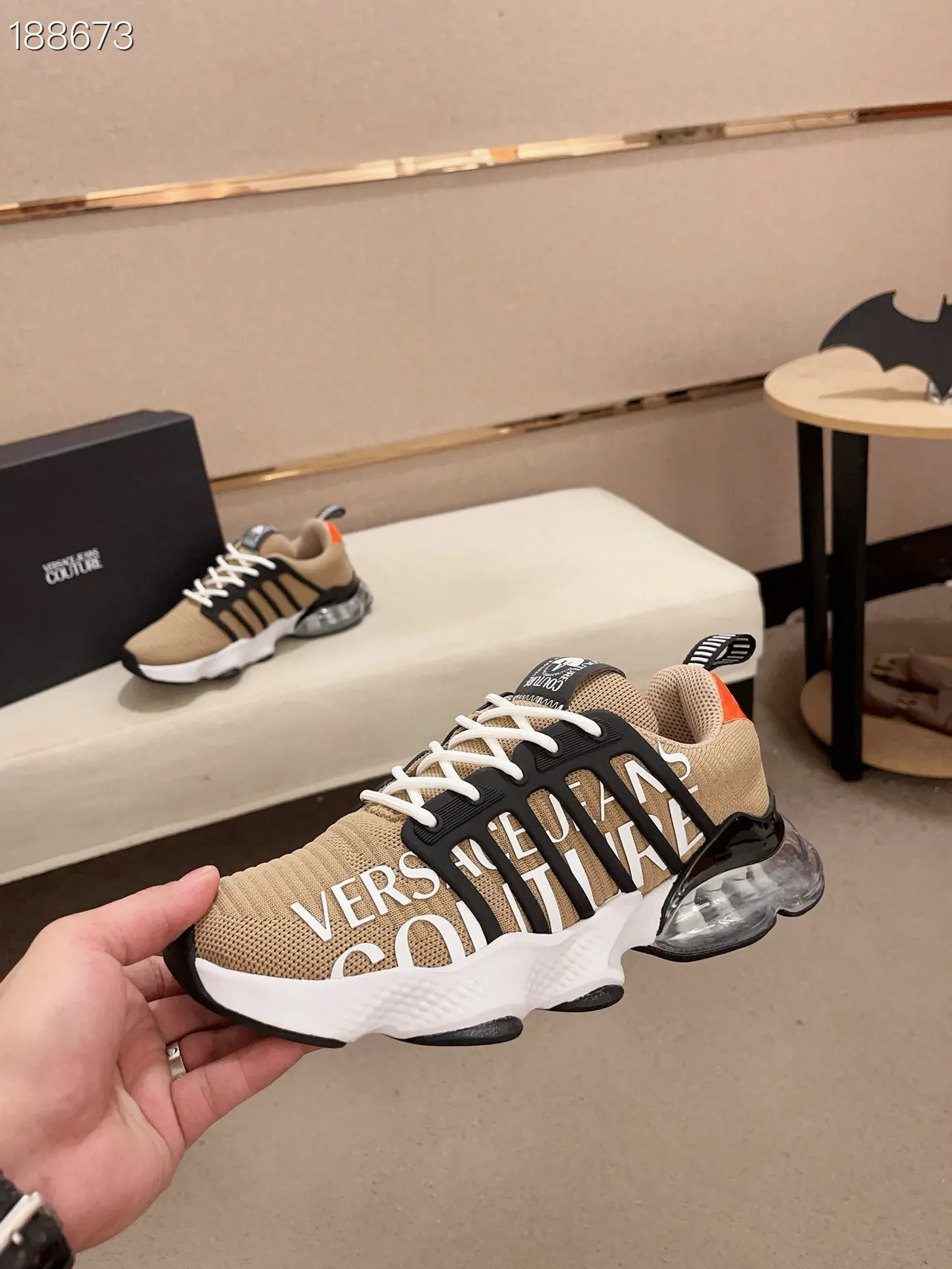 Versace Chain Reaction Beige Black Orange Chunky Sneakers 5
