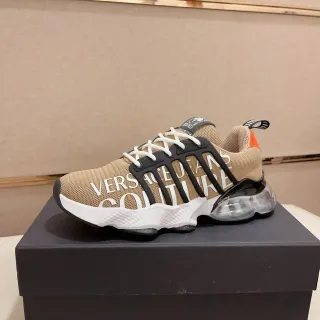 Versace Chain Reaction भूरा काला सफेद नारंगी जीवनशैली स्नीकर