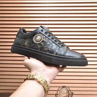 Versace Chain Reaction 黑色鳄鱼压纹 Gold Medusa 生活方式运动鞋