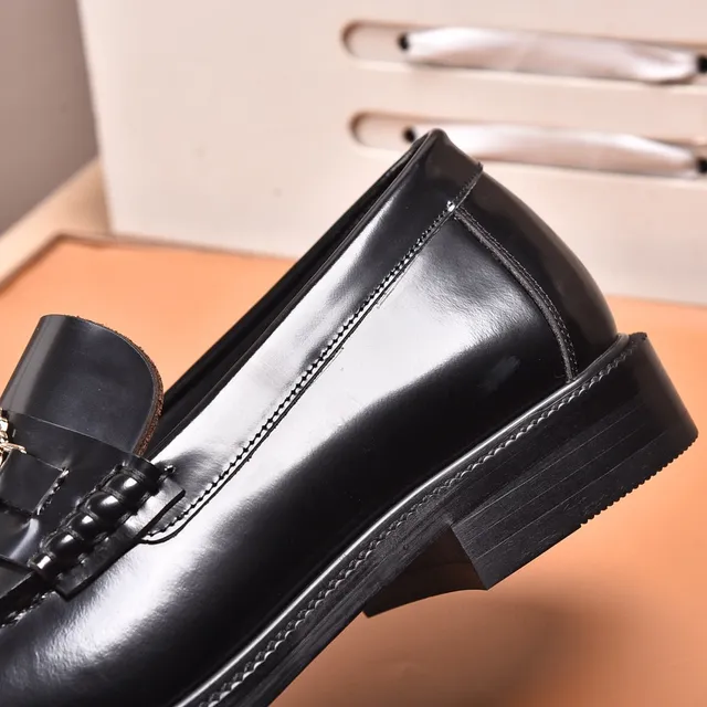 Versace Chain Reaction Mocassins Cuir Noir Poli Boucle Medusa 2