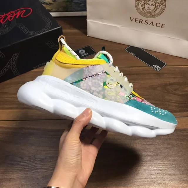 Versace Chain Reaction Multicolor Floral Print Chunky Sneakers 3