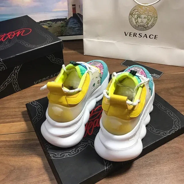 Versace Chain Reaction Multicolor Floral Print Chunky Sneakers 4
