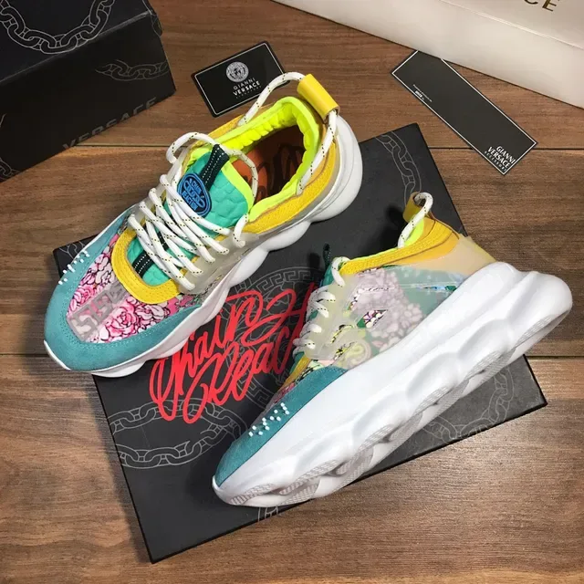 Versace Chain Reaction Multicolor Floral Print Chunky Sneakers 7