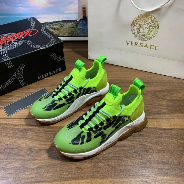 Versace Chain Reaction Sneakers chunky imprimé animal vert néon 8