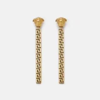 Versace Greca 米杜莎头金色希腊钥匙垂坠耳环