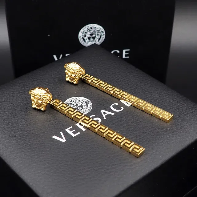 Versace Greca Cabeça de Medusa Brincos Dourados com Chave Grega 8