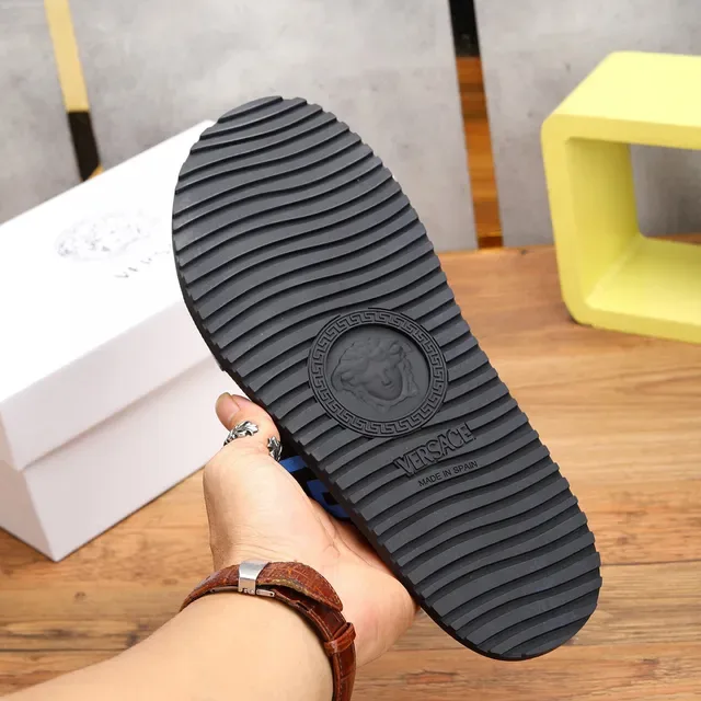 Versace Greca Odissea Blue and Black Slide Slippers 3