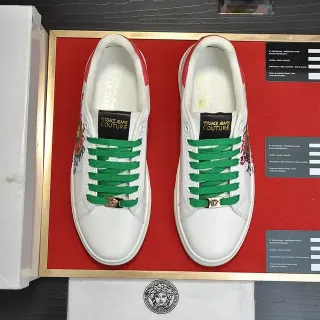 Versace Jeans Couture White Green Red Embroidered Lifestyle Sneakers