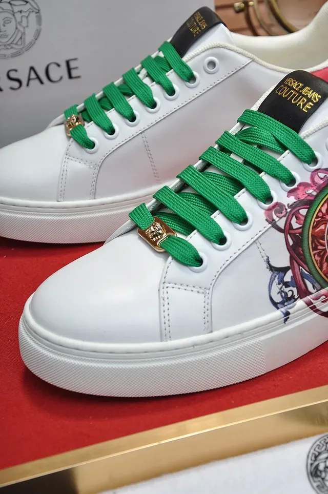 Versace Jeans Couture Blanc Vert Rouge Brodés Lifestyle Sneakers 3