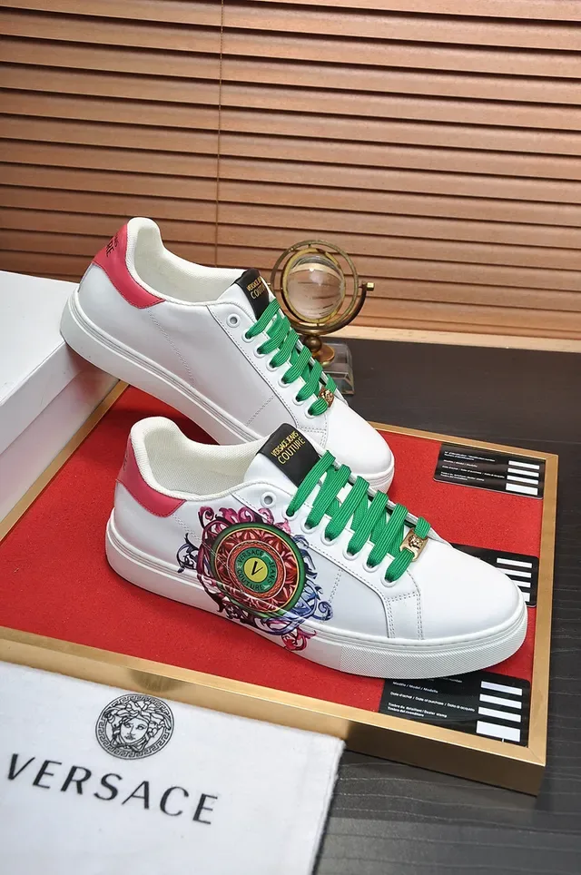 Versace Jeans Couture Blanc Vert Rouge Brodés Lifestyle Sneakers 5