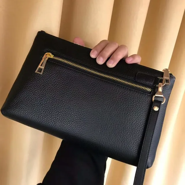 Versace Medusa Clutch Black Woven Leather Envelope Clutch 3