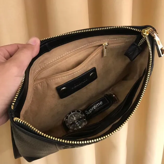 Versace Medusa Clutch Black Woven Leather Envelope Clutch 5