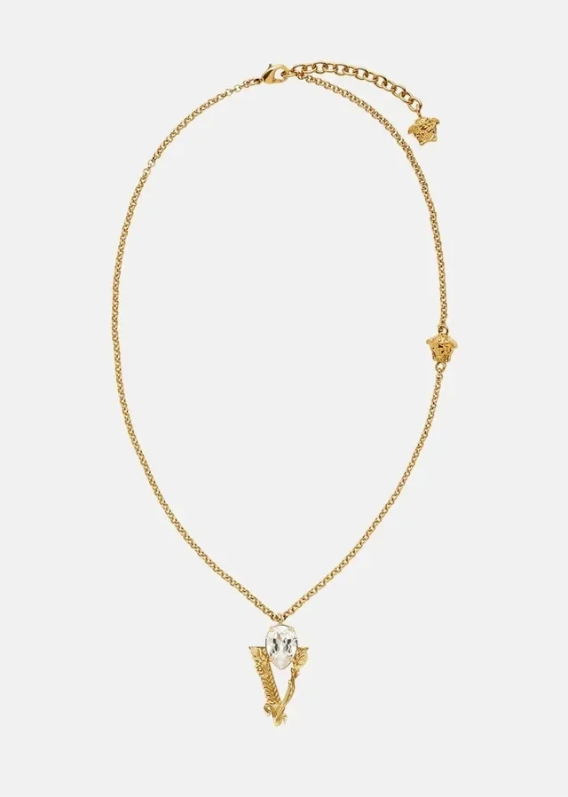 Versace Tête de Méduse et pendentif cristal en or teinté 3