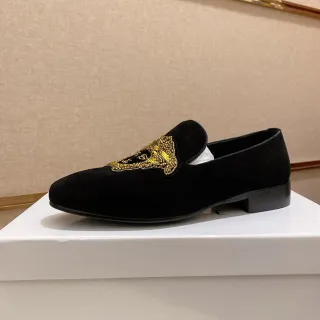 Versace Medusa Loafer Black Velvet Gold Embroidered Loafer