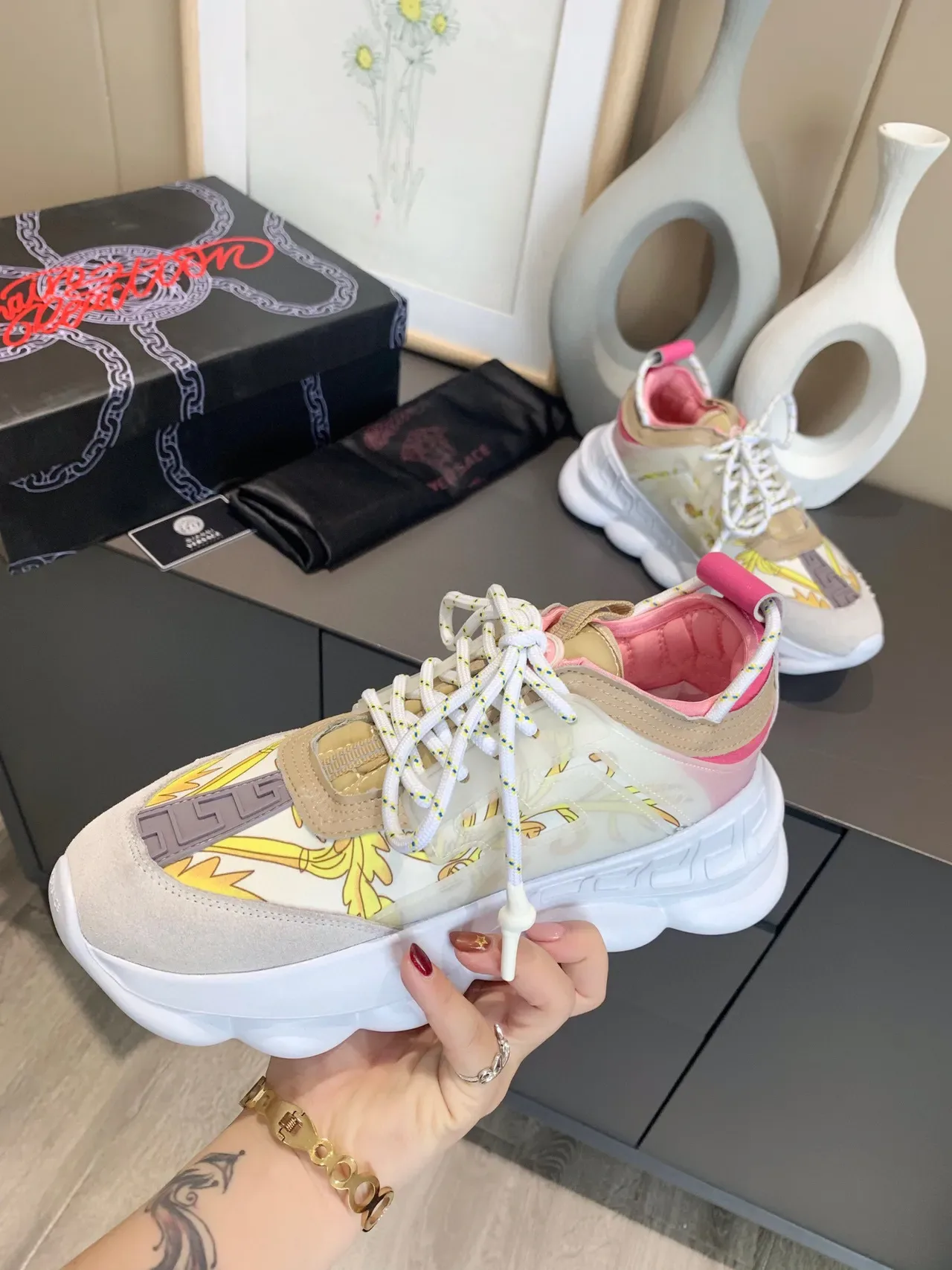 Versace Odissea باروكي برينت شونكي سنيكرز 8