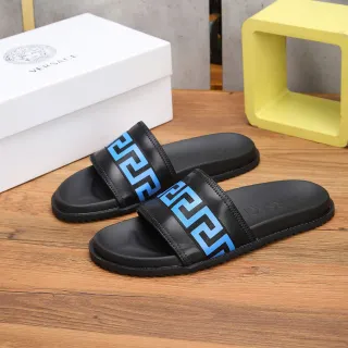 Versace Odissea 黑蓝 Greca 带式拖鞋