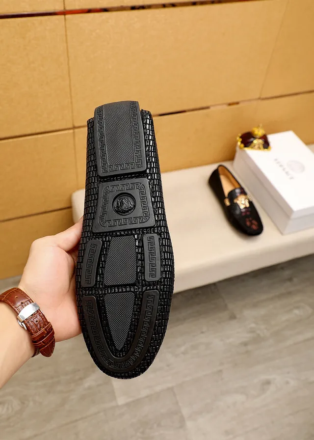 Versace Odissea কালো সোনা বোনা টেক্সচার মেডুসা হেড হার্ডওয়্যার লোফার 2