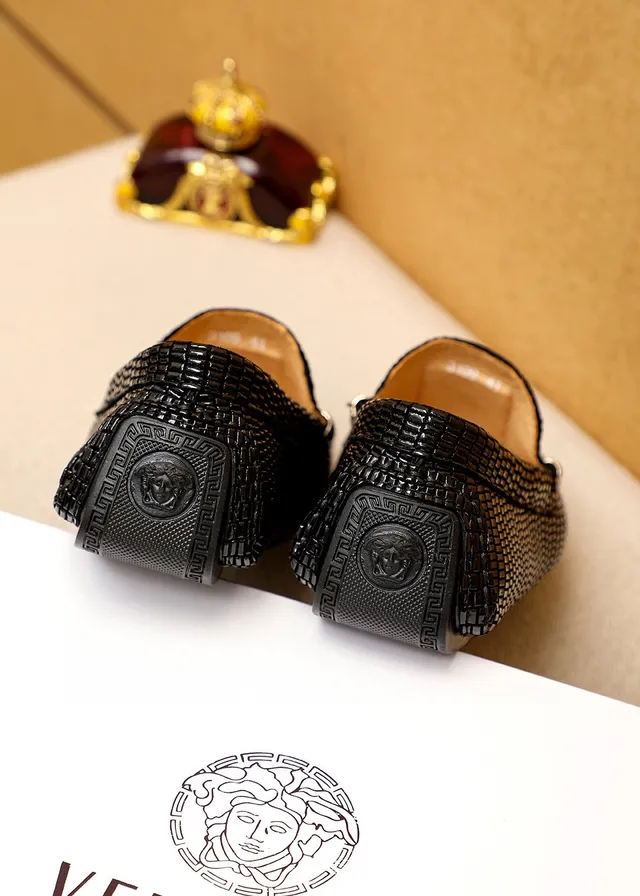 Versace Odissea কালো সোনা বোনা টেক্সচার মেডুসা হেড হার্ডওয়্যার লোফার 3
