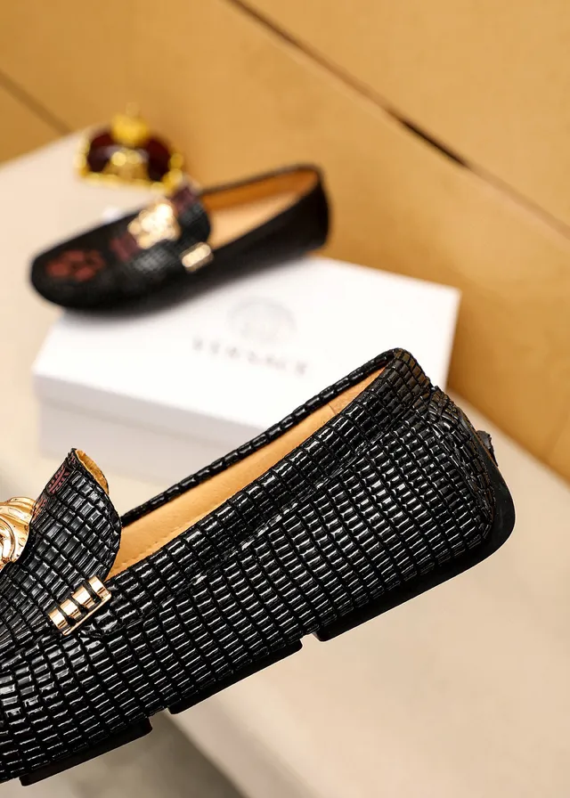 Versace Odissea কালো সোনা বোনা টেক্সচার মেডুসা হেড হার্ডওয়্যার লোফার 4