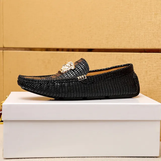 Versace Odissea কালো সোনা বোনা টেক্সচার মেডুসা হেড হার্ডওয়্যার লোফার 6