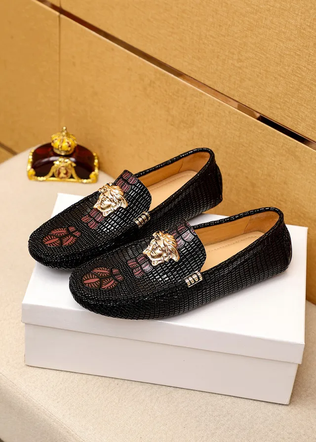Versace Odissea কালো সোনা বোনা টেক্সচার মেডুসা হেড হার্ডওয়্যার লোফার 8