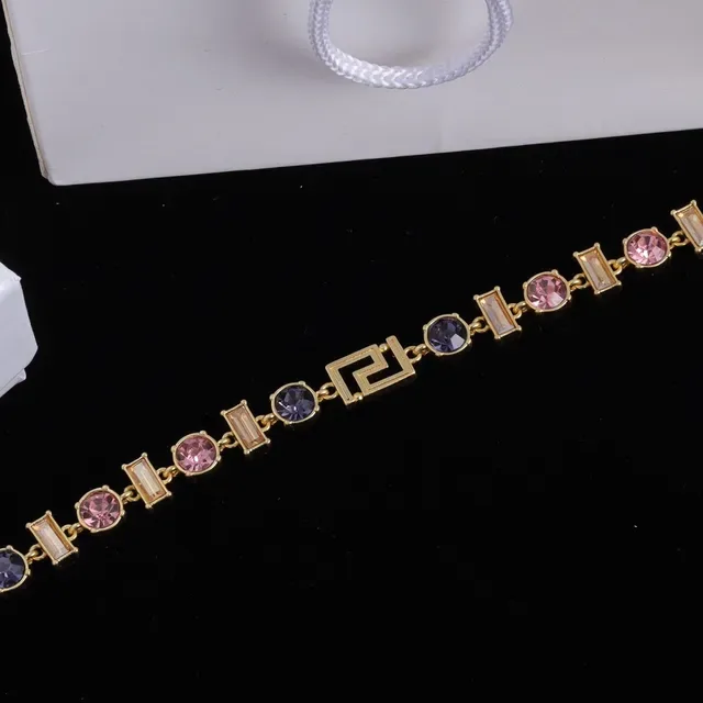 Versace Odissea Collier Doré Multicolore Motif Clé Grecque Cristal Embellished 3