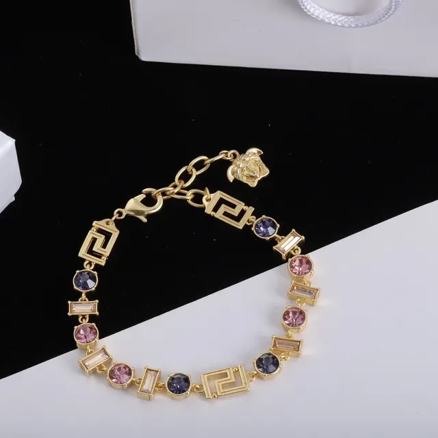 Versace Odissea Collier Doré Multicolore Motif Clé Grecque Cristal Embellished 4
